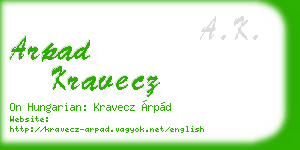 arpad kravecz business card